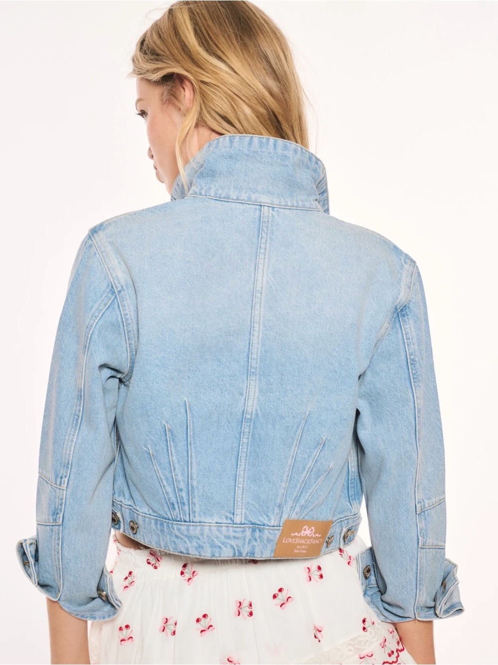 LoveShackFancy Bardot Cherry Denim Jacket - Picture 3 of 15